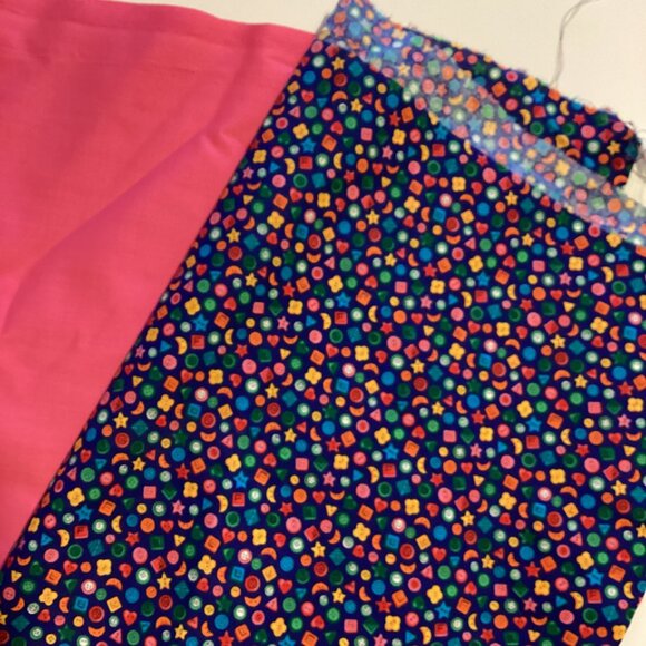 Bundle of 3 Cotton Fabrics Sewing Quilting Material Green Pink - Picture 3 of 3